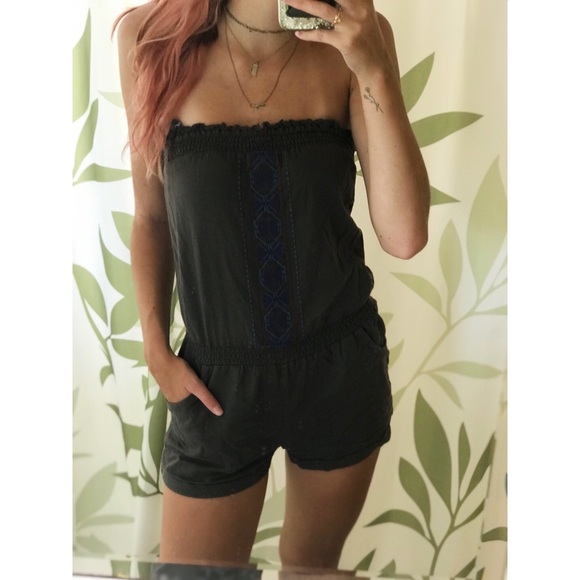 Strapless Gray Romper - Picture 1 of 2